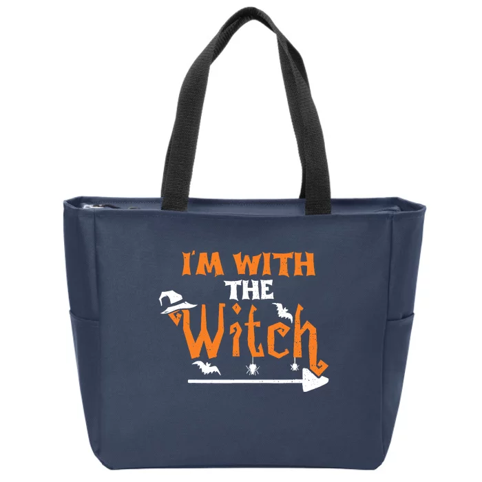 Funny Halloween Couple: Im With The Witch Zip Tote Bag