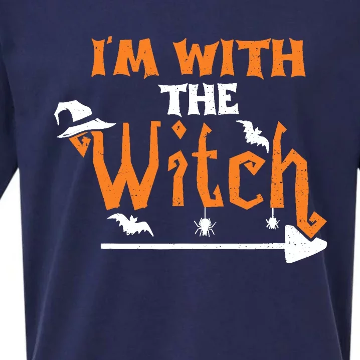 Funny Halloween Couple: Im With The Witch Sueded Cloud Jersey T-Shirt