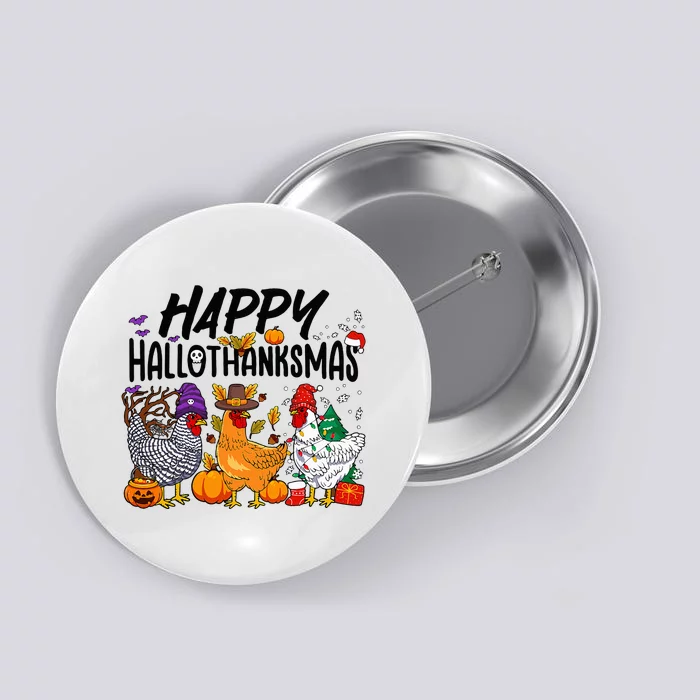 Festive HalloThanksMas Chicken Costume Button