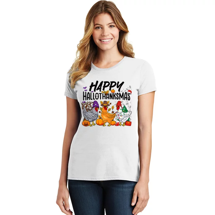 Festive HalloThanksMas Chicken Costume Women's T-Shirt