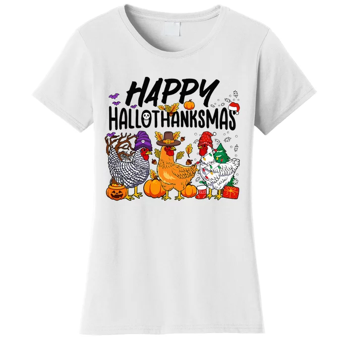 Festive HalloThanksMas Chicken Costume Women's T-Shirt