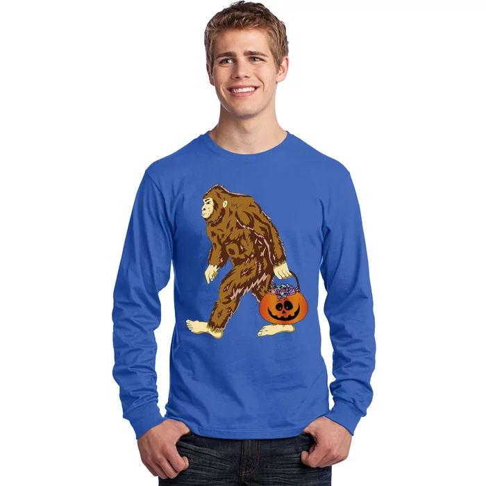 Funny Halloween Costume Bigfoot Pumpkin Lovers Fans Long Sleeve Shirt