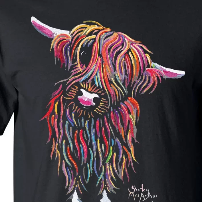 Funny Highland Cow Print Animal Print Bolly Tall T-Shirt