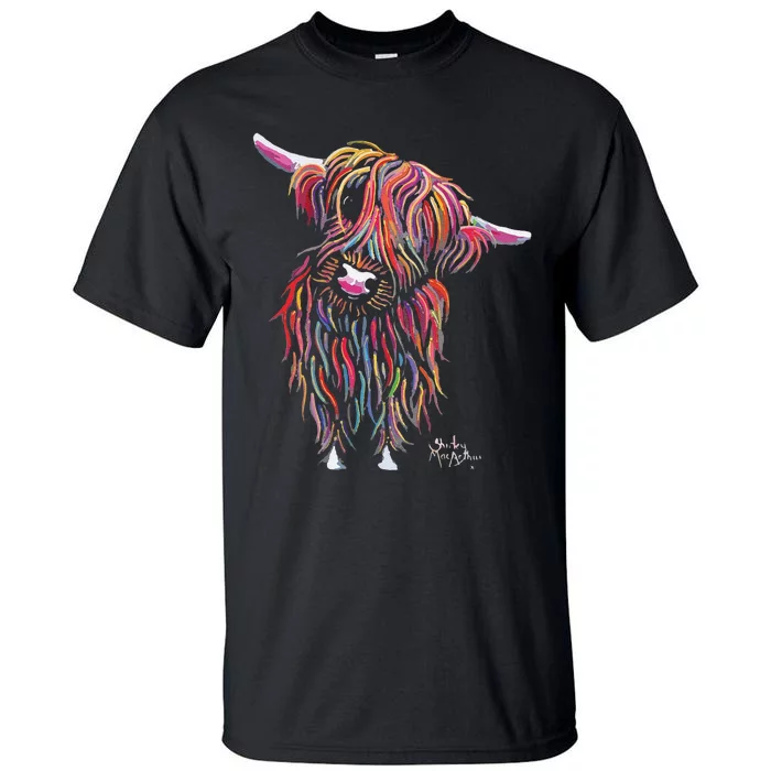 Funny Highland Cow Print Animal Print Bolly Tall T-Shirt