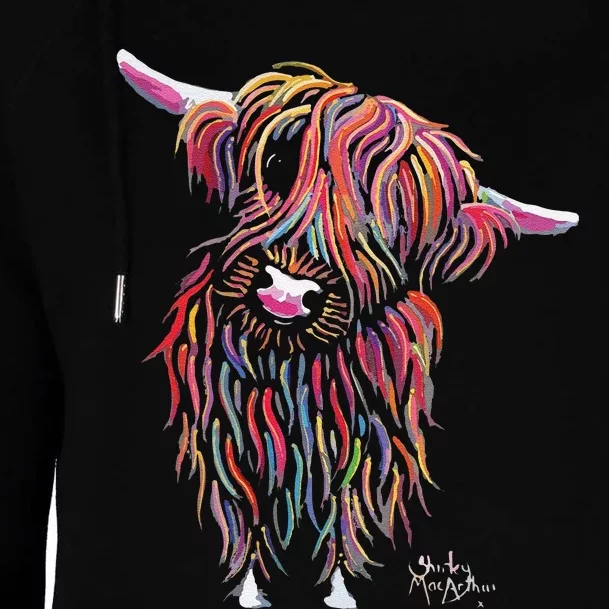 Funny Highland Cow Print Animal Print Bolly Womens Funnel Neck Pullover Hood