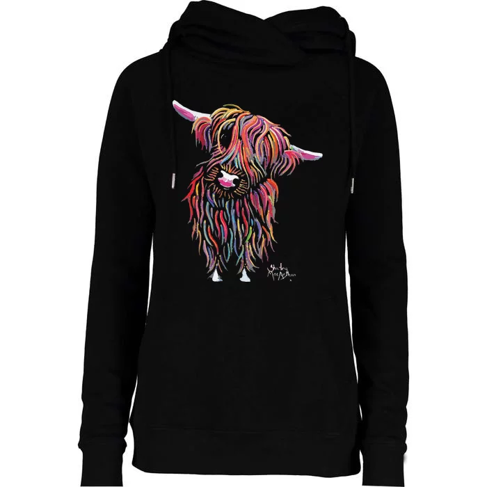 Funny Highland Cow Print Animal Print Bolly Womens Funnel Neck Pullover Hood