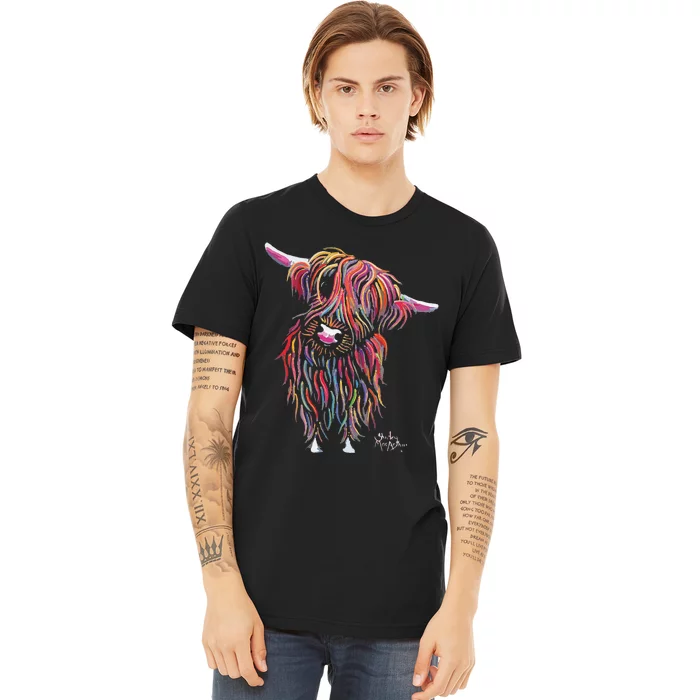 Funny Highland Cow Print Animal Print Bolly Premium T-Shirt