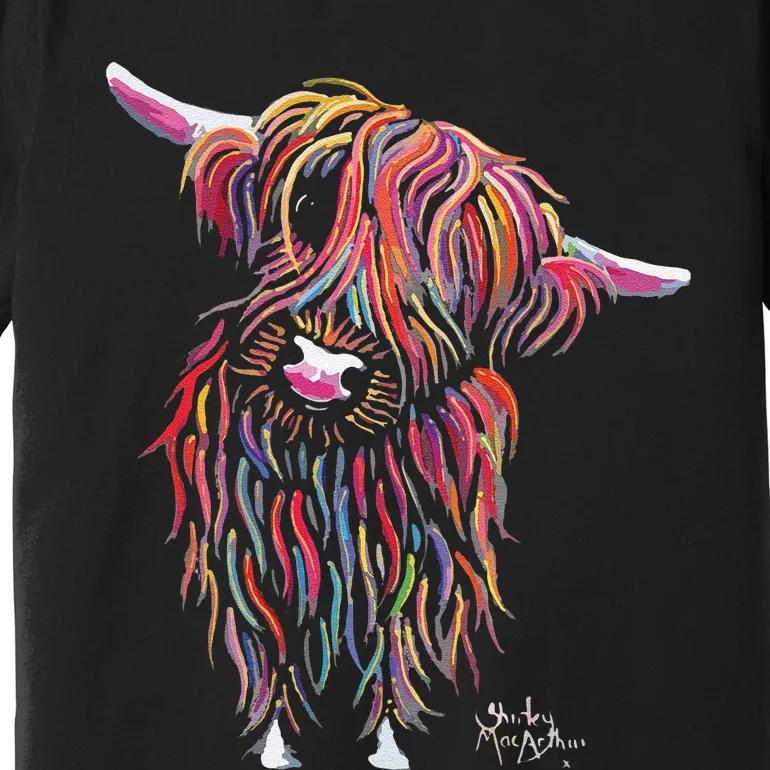 Funny Highland Cow Print Animal Print Bolly Premium T-Shirt