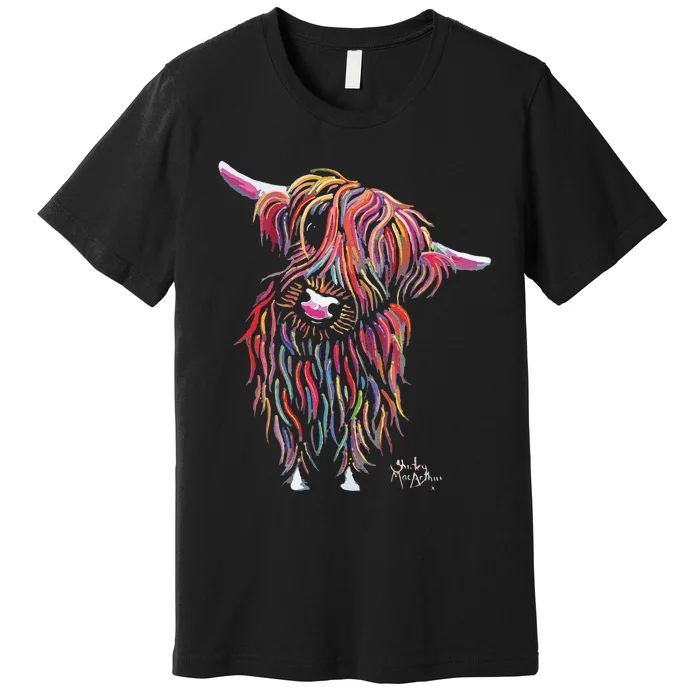 Funny Highland Cow Print Animal Print Bolly Premium T-Shirt