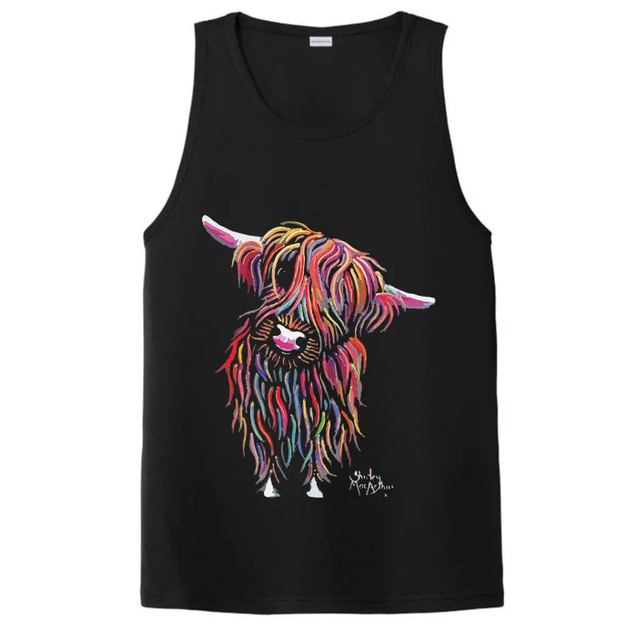 Funny Highland Cow Print Animal Print Bolly Performance Tank