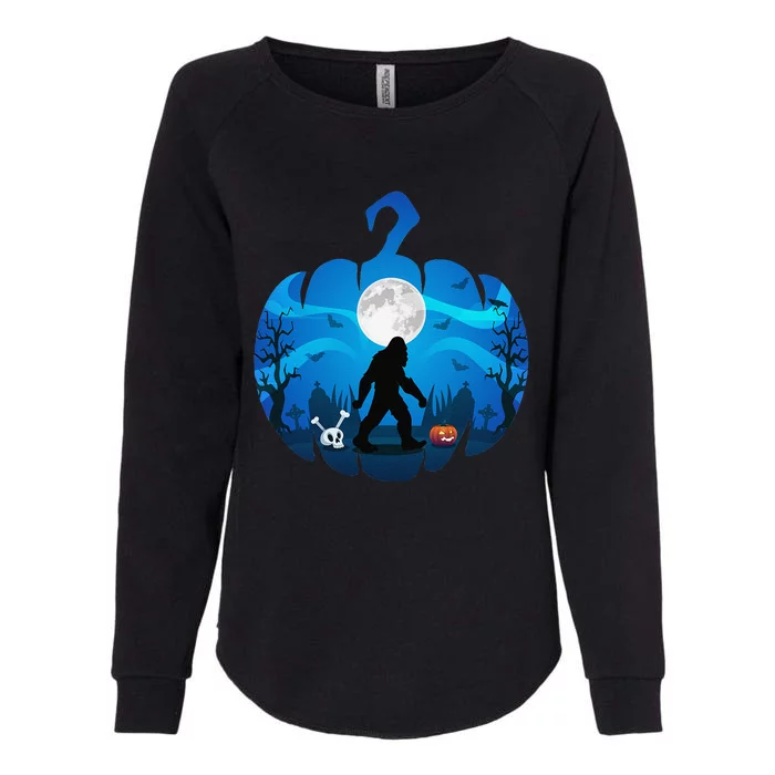 Funny Halloween Costume Bigfoot Silhouette Pumpkin Sasquatch Womens California Wash Sweatshirt