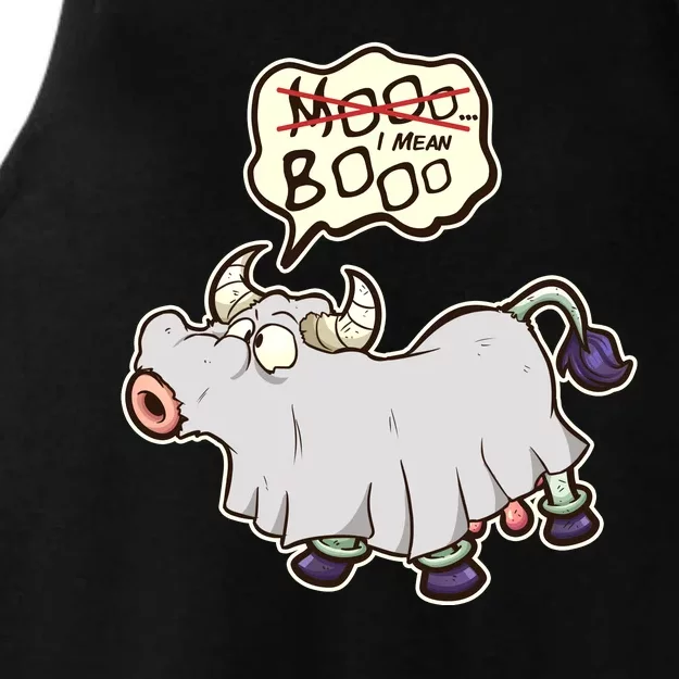 Funny Halloween Cow Moo I Mean Boo Ladies Tri-Blend Wicking Tank