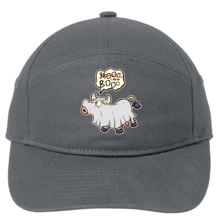 Funny Halloween Cow Moo I Mean Boo 7-Panel Snapback Hat