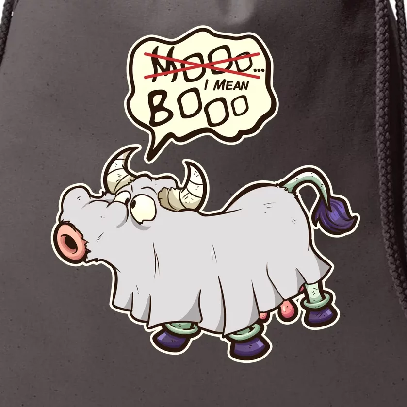 Funny Halloween Cow Moo I Mean Boo Drawstring Bag