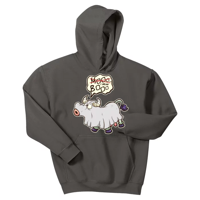 Funny Halloween Cow Moo I Mean Boo Kids Hoodie