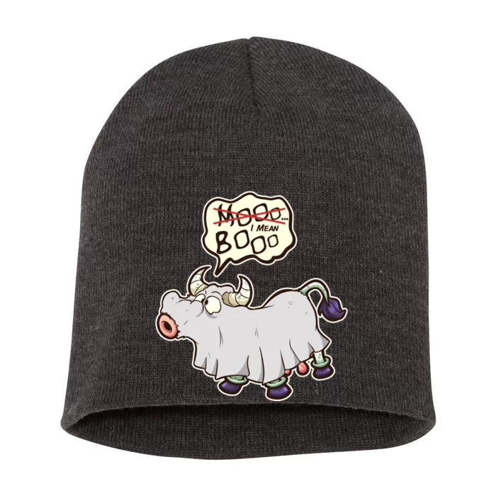 Funny Halloween Cow Moo I Mean Boo Short Acrylic Beanie