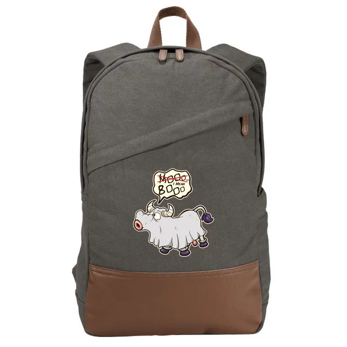 Funny Halloween Cow Moo I Mean Boo Cotton Canvas Backpack