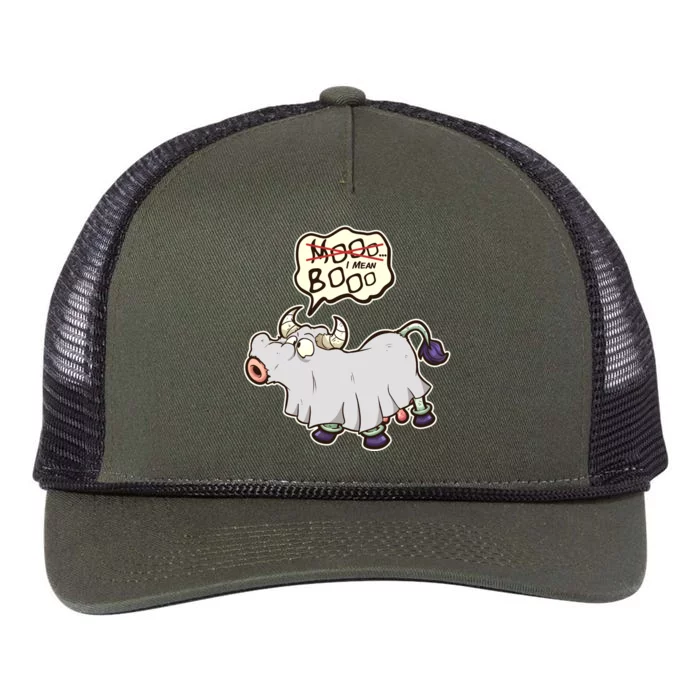 Funny Halloween Cow Moo I Mean Boo Retro Rope Trucker Hat Cap