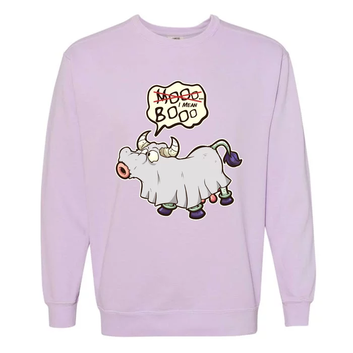 Funny Halloween Cow Moo I Mean Boo Garment-Dyed Sweatshirt