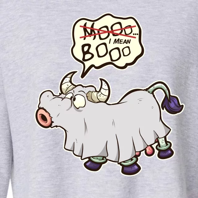 Funny Halloween Cow Moo I Mean Boo Cropped Pullover Crew