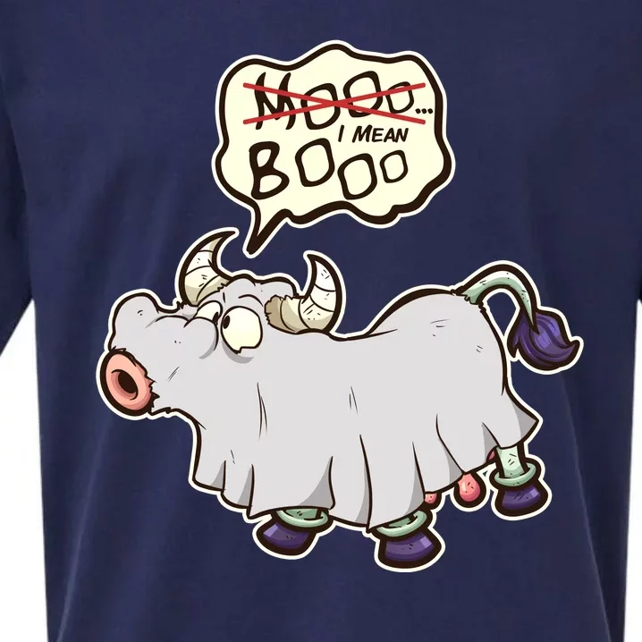 Funny Halloween Cow Moo I Mean Boo Sueded Cloud Jersey T-Shirt