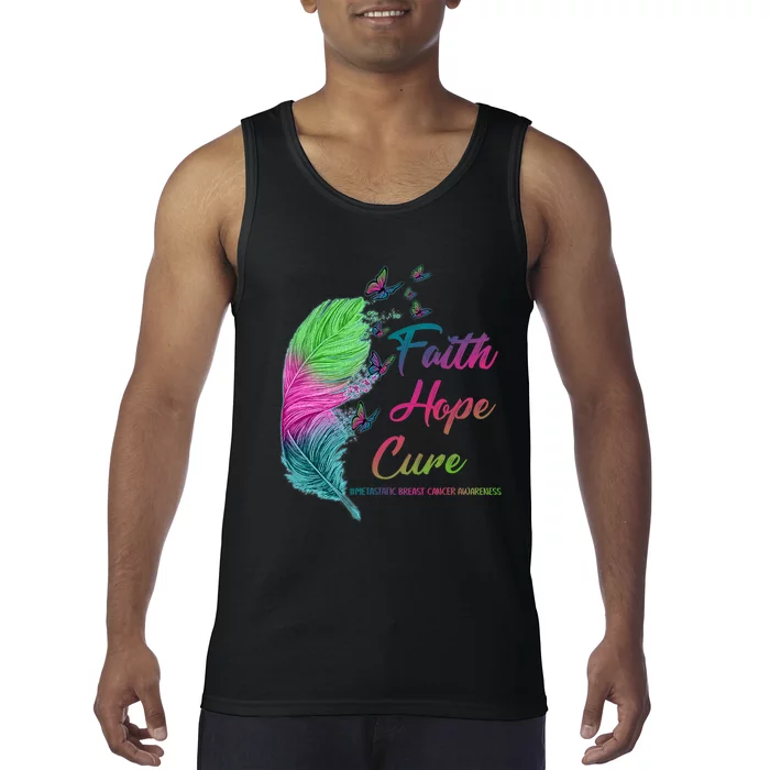 Faith Hope Cure Metastatic Breast Cancer Feather Tank Top