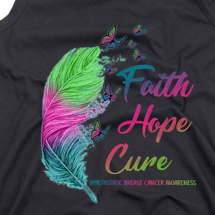 Faith Hope Cure Metastatic Breast Cancer Feather Tank Top