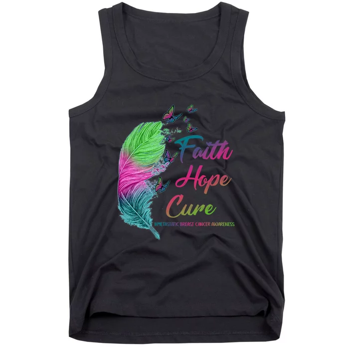 Faith Hope Cure Metastatic Breast Cancer Feather Tank Top