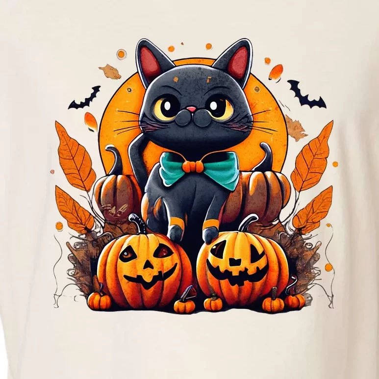 Funny Halloween Cat Costume Pumpkin Cat Black Cat Halloween Garment-Dyed Women's Muscle Tee