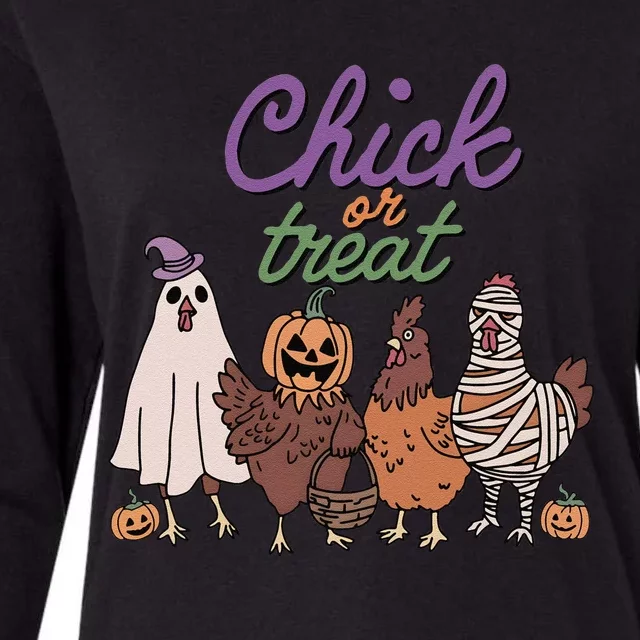 Funny Halloween Chicken Chick Or Treat Ghost Chickens Gift Womens Cotton Relaxed Long Sleeve T-Shirt