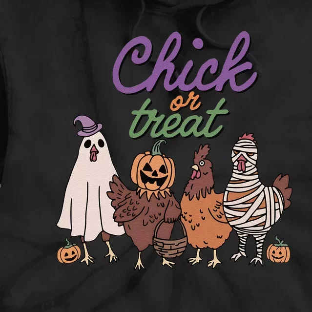 Funny Halloween Chicken Chick Or Treat Ghost Chickens Gift Tie Dye Hoodie