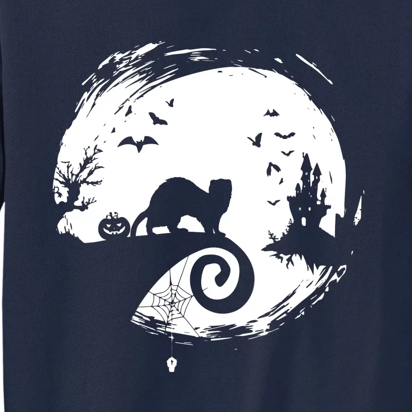 Ferret Halloween Costume Moon Silhouette Creepy Horror Tall Sweatshirt