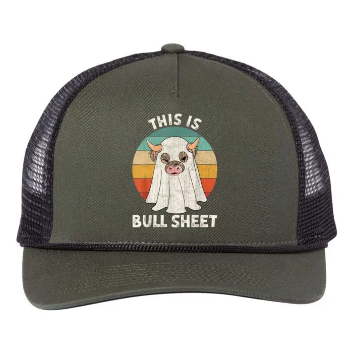 Funny Halloween Cow Boo Ghost Costume This Is Bull Sheet Retro Rope Trucker Hat Cap