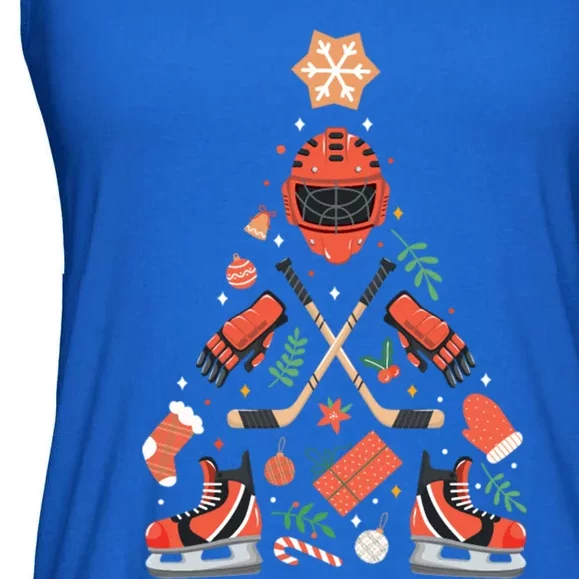 Funny Hockey Christmas Tree Funny Gift Ladies Essential Flowy Tank