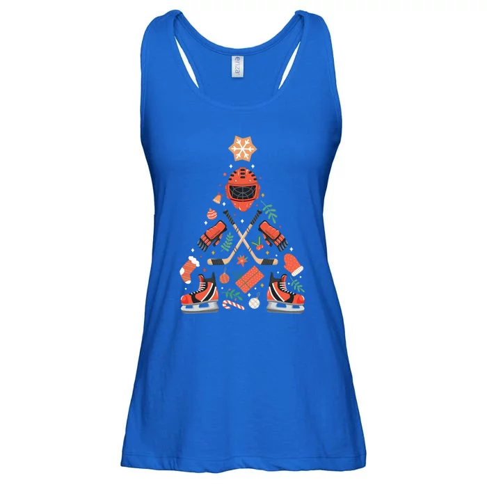 Funny Hockey Christmas Tree Funny Gift Ladies Essential Flowy Tank