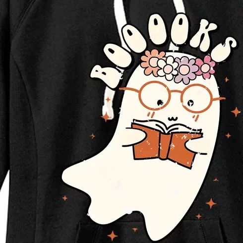 Funny Halloween Cute Ghost Book Reading Teacher Student Meaningful Gift Women's Fleece Hoodie