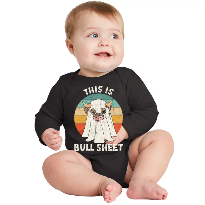 Funny Halloween Cow Boo Ghost Costume This Is Bull Sheet Baby Long Sleeve Bodysuit