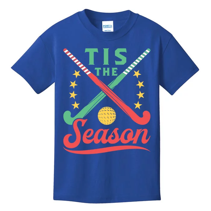 Field Hockey Christmas Tis The Season Cute Player Holiday Gift Kids T-Shirt