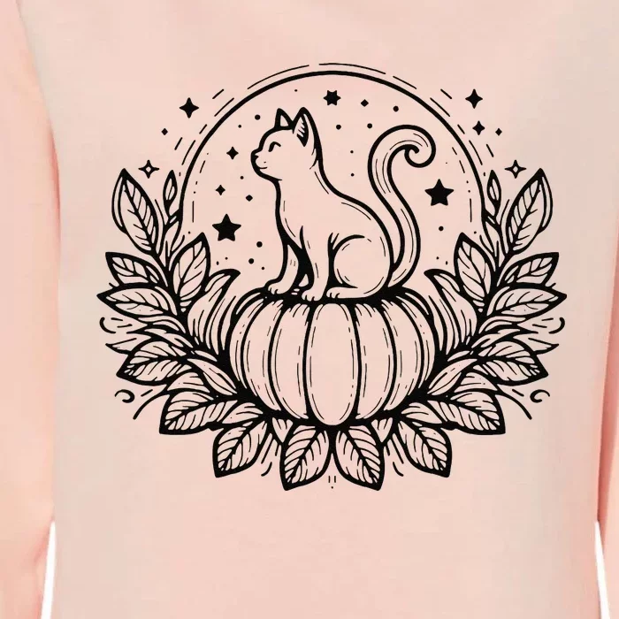 Funny Halloween Cat Setting On A Pumpkin For Cat Lover Womens California Wash Sweatshirt