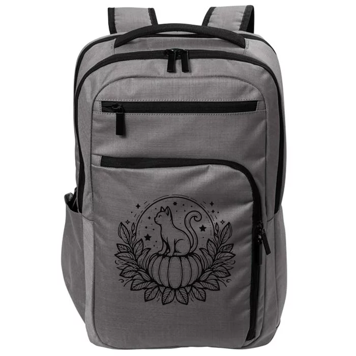 Funny Halloween Cat Setting On A Pumpkin For Cat Lover Impact Tech Backpack