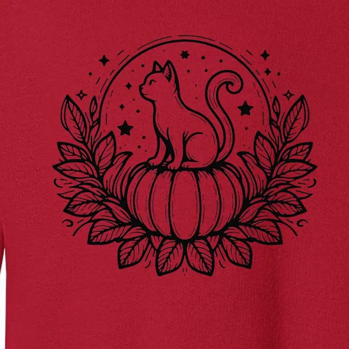 Funny Halloween Cat Setting On A Pumpkin For Cat Lover Toddler Sweatshirt