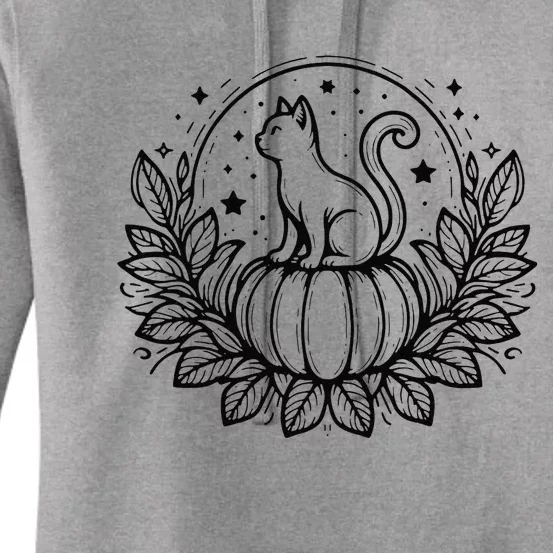 Funny Halloween Cat Setting On A Pumpkin For Cat Lover Women's Pullover Hoodie