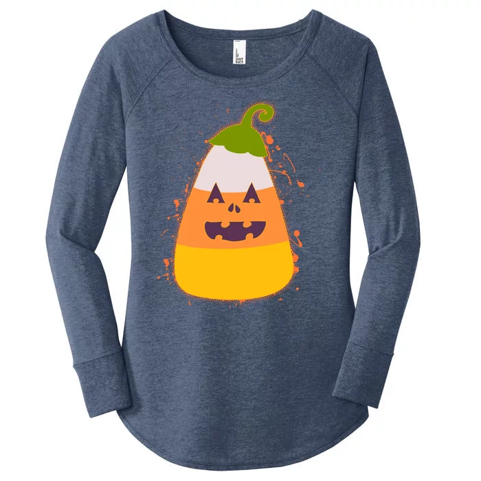 Funny Halloween Candy Corn Pumpkin Women's Perfect Tri Tunic Long Sleeve Shirt