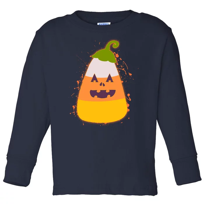 Funny Halloween Candy Corn Pumpkin Toddler Long Sleeve Shirt