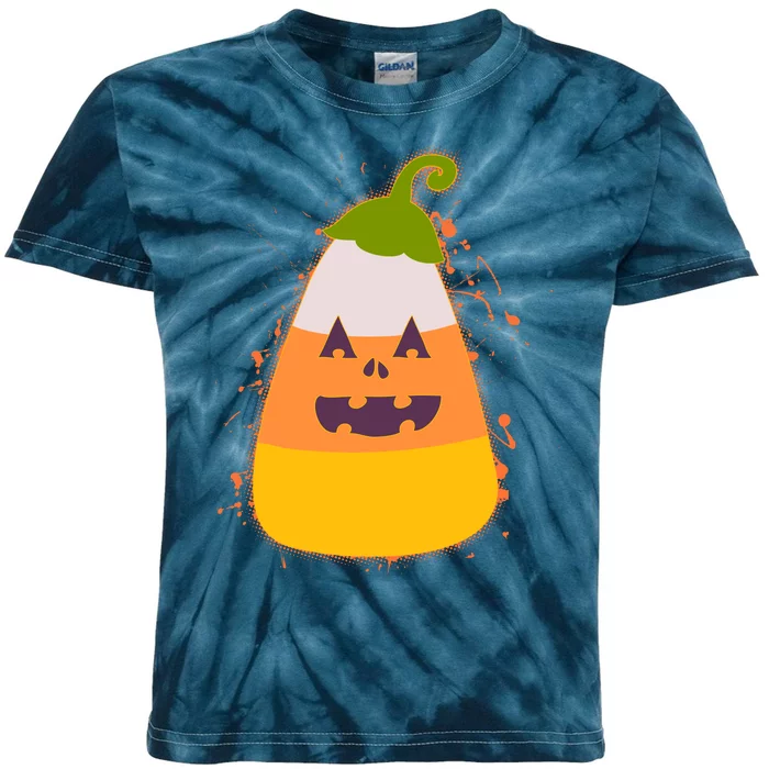 Funny Halloween Candy Corn Pumpkin Kids Tie-Dye T-Shirt