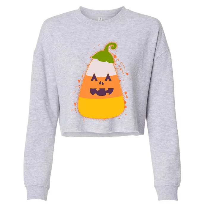 Funny Halloween Candy Corn Pumpkin Cropped Pullover Crew