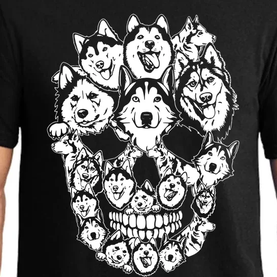 Funny Halloween Costume Skull Siberian Husky Dog Lover Pajama Set