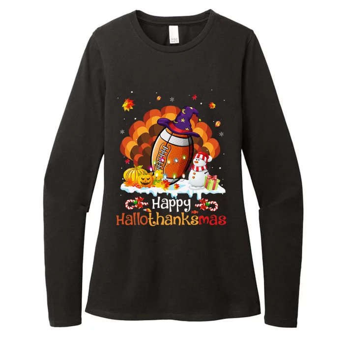 Football Halloween Christmas Thanksgiving Hallothanksmas Womens CVC Long Sleeve Shirt