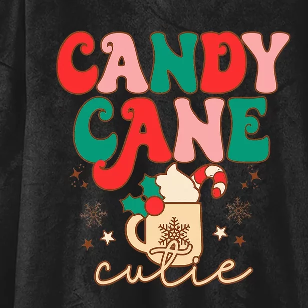 Festive Holiday Cocoa Mug with Retro Candy Cane Design Hooded Wearable Blanket