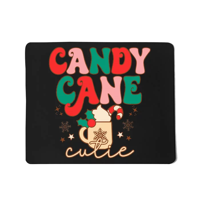 Festive Holiday Cocoa Mug with Retro Candy Cane Design Mousepad